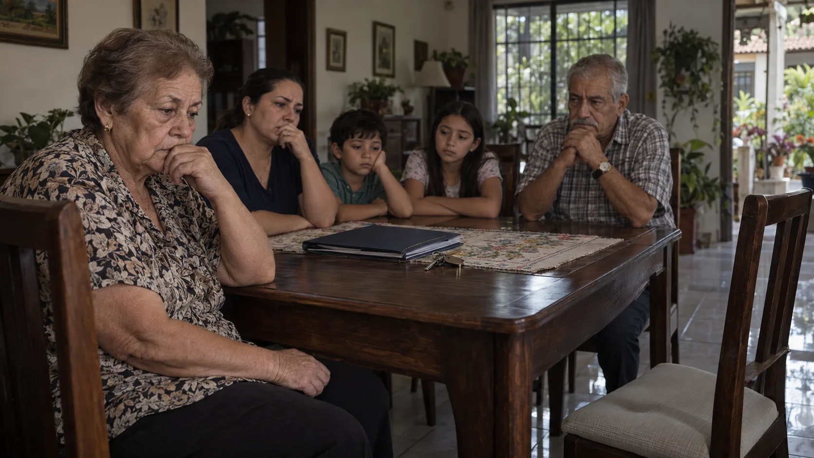 Familia reunida tras la muerte del hijo que había recibido la casa en donación